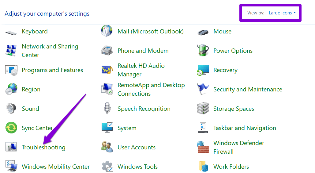 Troubleshooting-in-Control-Panel أفضل 8 طرق لإصلاح استخدام Windows Explorer العالي لوحدة المعالجة المركزية على Windows 11