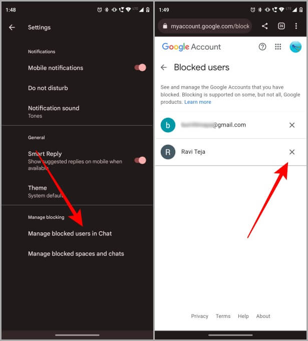 Unblocking-Someone-on-Google-Chat-Mobile كيفية حظر شخص ما على Google Chat على الويب والجوال والإبلاغ عنه وإلغاء حظره