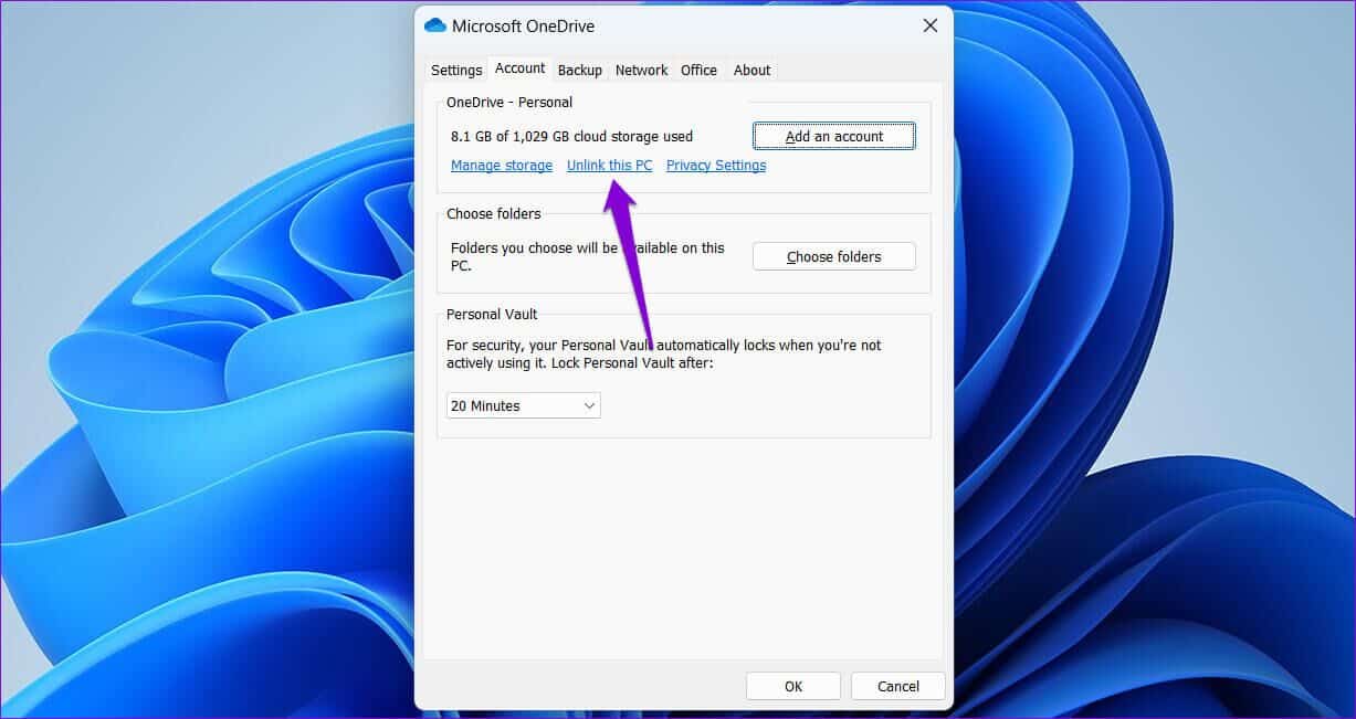 Unlink-OneDrive-From-PC-1227x651 أفضل 8 طرق لإصلاح استخدام Windows Explorer العالي لوحدة المعالجة المركزية على Windows 11