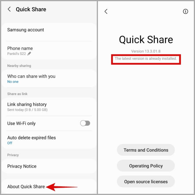 Update-Quick-Share-on-Samsung-Phone-675x675 أفضل 7 طرق لإصلاح  عدم عمل ميزة المشاركة السريعة على هواتف Samsung Galaxy