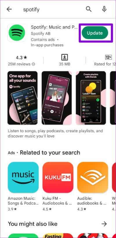 Update-Spotify-App-500x1024-1-400x819 أفضل 6 طرق لإصلاح خطأ لا يوجد اتصال متاح بالإنترنت في Spotify على Android