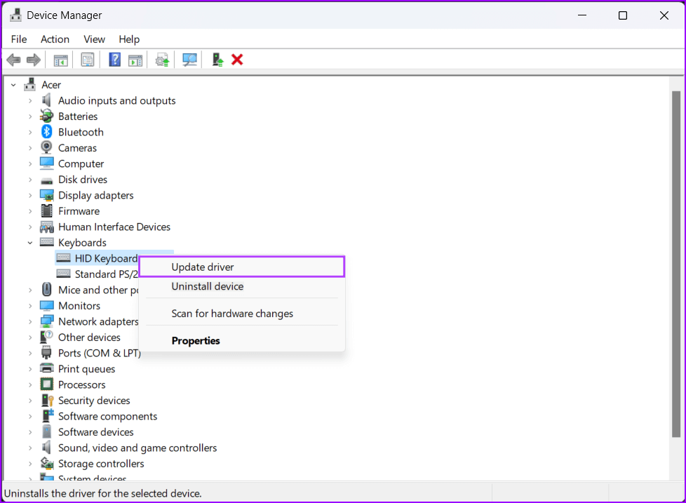 Update-or-reinstall-keyboard-drivers-02 أفضل 6 طرق لإصلاح عدم عمل Ctrl-Alt-Delete على Windows 11