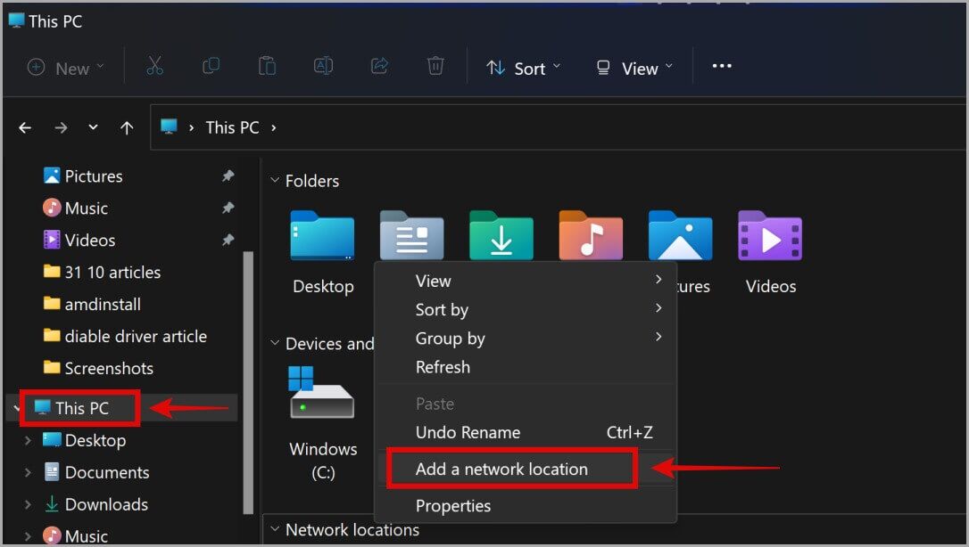 adding-network-location-in-windows-11-1086x614 كيفية إضافة أي مجلد مخصص إلى هذا الكمبيوتر على نظام التشغيل Windows 10/11