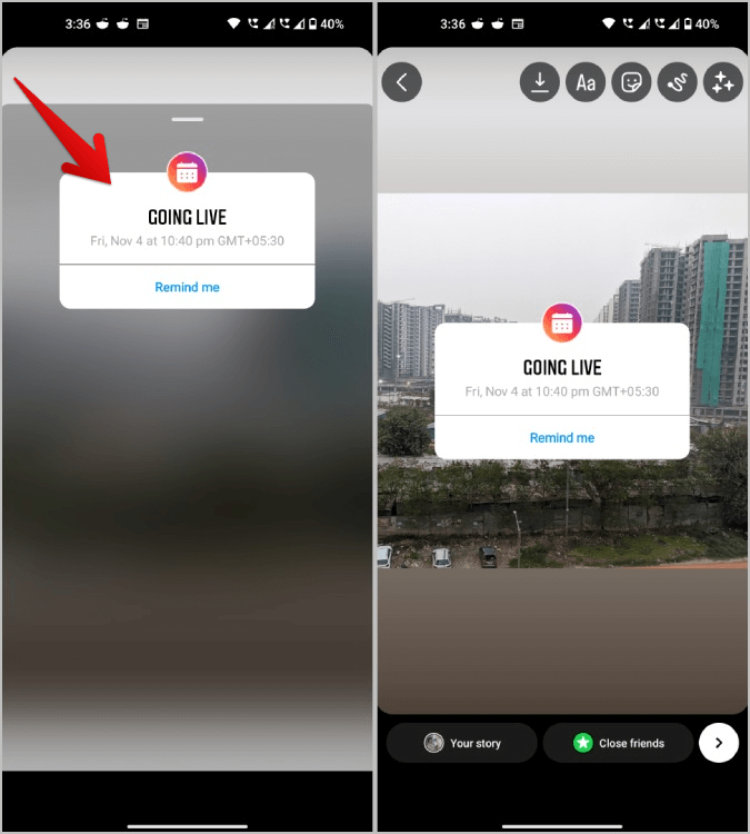 adding-scheduled-event-on-the-sticker كيفية إضافة تذكيرات إلى منشورات وقصص Instagram