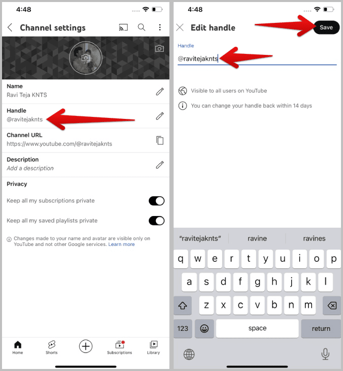 changing-the-handle-on-the-YouTube-mobile-app كيفية تعيين أو تغيير اسم المستخدم / التعامل مع YouTube