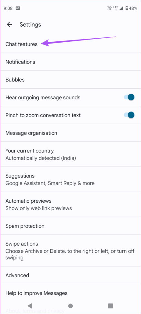 chat features messages app android 1 462x1024 1 - أفضل 6 إصلاحات لعدم عمل ردود الفعل في تطبيق Google Messages