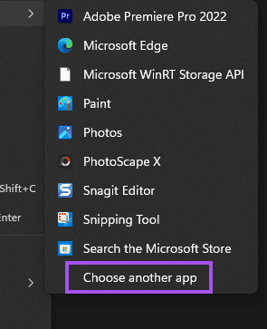 choose another app right click windows 11 - أفضل 6 إصلاحات لعدم عمل مفاتيح الأسهم في تطبيق الصور على Windows 11