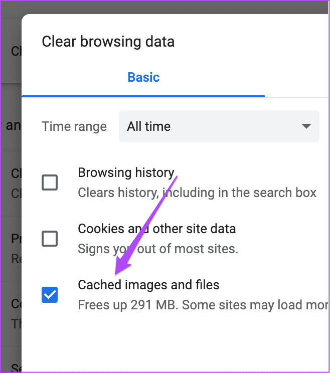 clear-cache-data-chrom-mac أفضل 5 إصلاحات لعدم قيام الهاتف بمسح رمز QR على Telegram Web