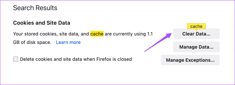 clear-data-settings-firefox-browser-768x277-1 أفضل 5 إصلاحات لعدم قيام الهاتف بمسح رمز QR على Telegram Web