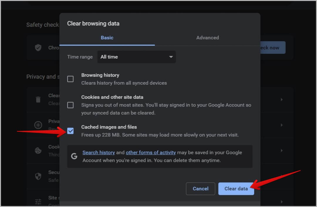 clearing-Chrome-browser-cache-and-files-1080x704 14 طريقة لإصلاح فشل تحميل رسائل Discord