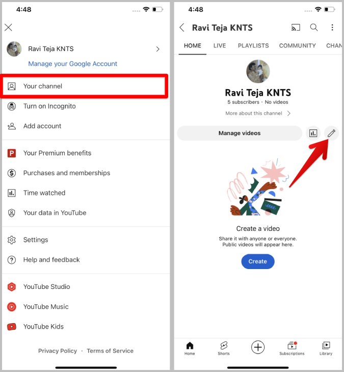 editing-channel-on-the-YouTube-app كيفية تعيين أو تغيير اسم المستخدم / التعامل مع YouTube
