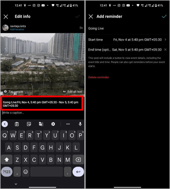editing-the-reminder-on-Instagram كيفية إضافة تذكيرات إلى منشورات وقصص Instagram