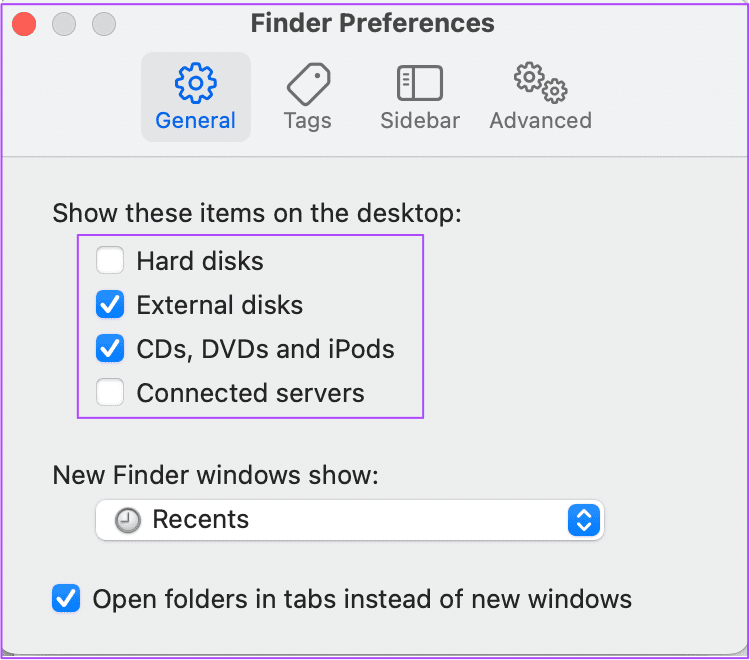 general-storage-locations-sidebar-mac أفضل 8 إصلاحات لعدم عمل منفذ USB Type-C  على Mac