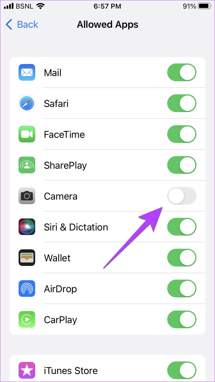 iPhone-Allowed-Apps-Camera-752x1336 9 طرق لإضافة تطبيق إلى الشاشة الرئيسية على iPhone و Android