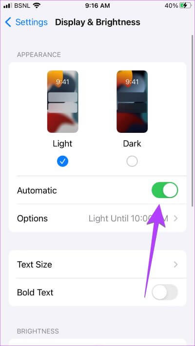 iPhone-Settings-DIsplay-Dark-Mode-Automatic كيفية إيقاف تشغيل الوضع الداكن على iPhone و iPad: إليك 8 طرق سهلة