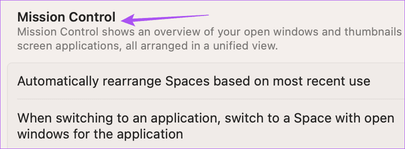 mission-control-settings-mac أفضل 5 إصلاحات لعدم عمل منظم الواجهة Stage Manager على Mac