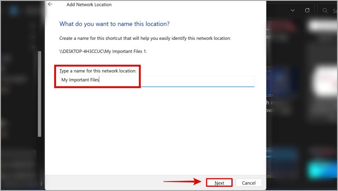 naming-network-location-on-windows-11-1086x614 كيفية إضافة أي مجلد مخصص إلى هذا الكمبيوتر على نظام التشغيل Windows 10/11