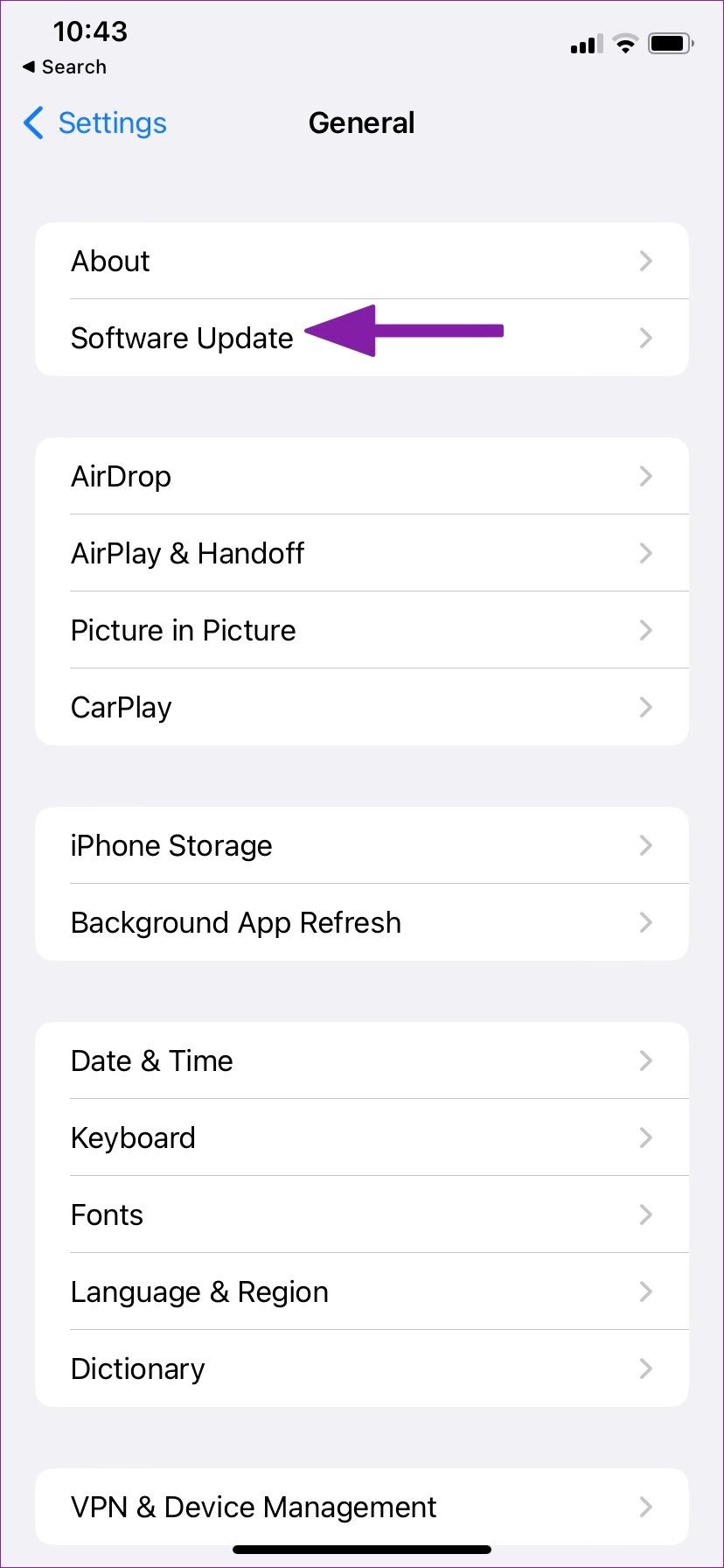 open-software-update-menu-2-1 7 طرق لإصلاح لعدم عمل AssistiveTouch على iPhone