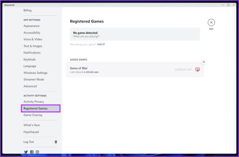 scroll-down-to-Registred-Games-768x505-1-768x505 كيفية إخفاء اللعبة التي تلعبها على Discord