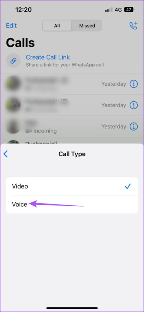 select-voice-call-whatsapp-iphone-473x1024-1-473x1024 كيفية إنشاء رابط مكالمات WhatsApp على iPhone و Android