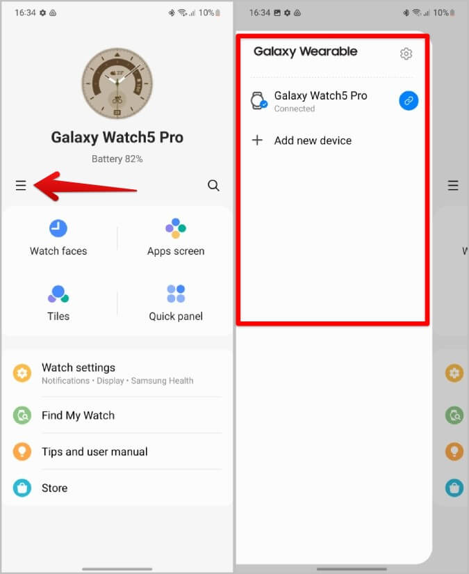 selecting-device-on-galaxy-Wearable-app-2 كيفية الحصول على إشعارات Instagram و WhatsApp على Samsung Galaxy Watch