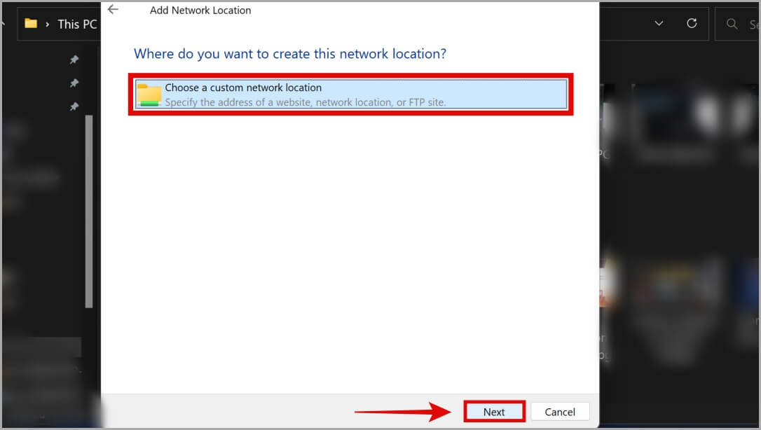 selecting-network-location-in-windows-11-1-1086x614 كيفية إضافة أي مجلد مخصص إلى هذا الكمبيوتر على نظام التشغيل Windows 10/11