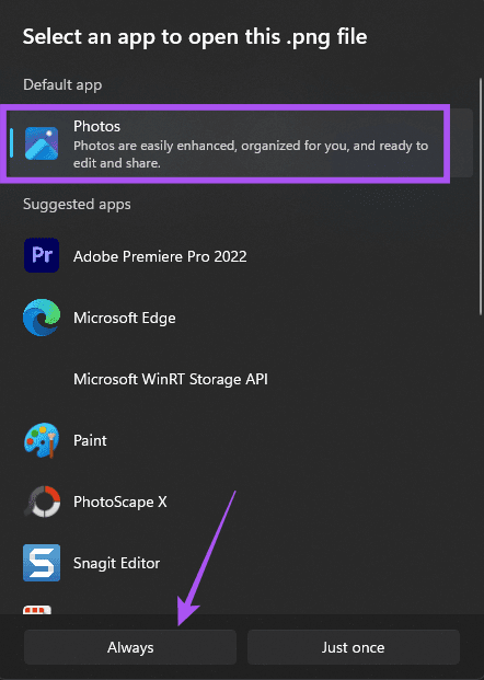 set-photos-to-default-windows-11 أفضل 6 إصلاحات لعدم عمل مفاتيح الأسهم في تطبيق الصور على Windows 11