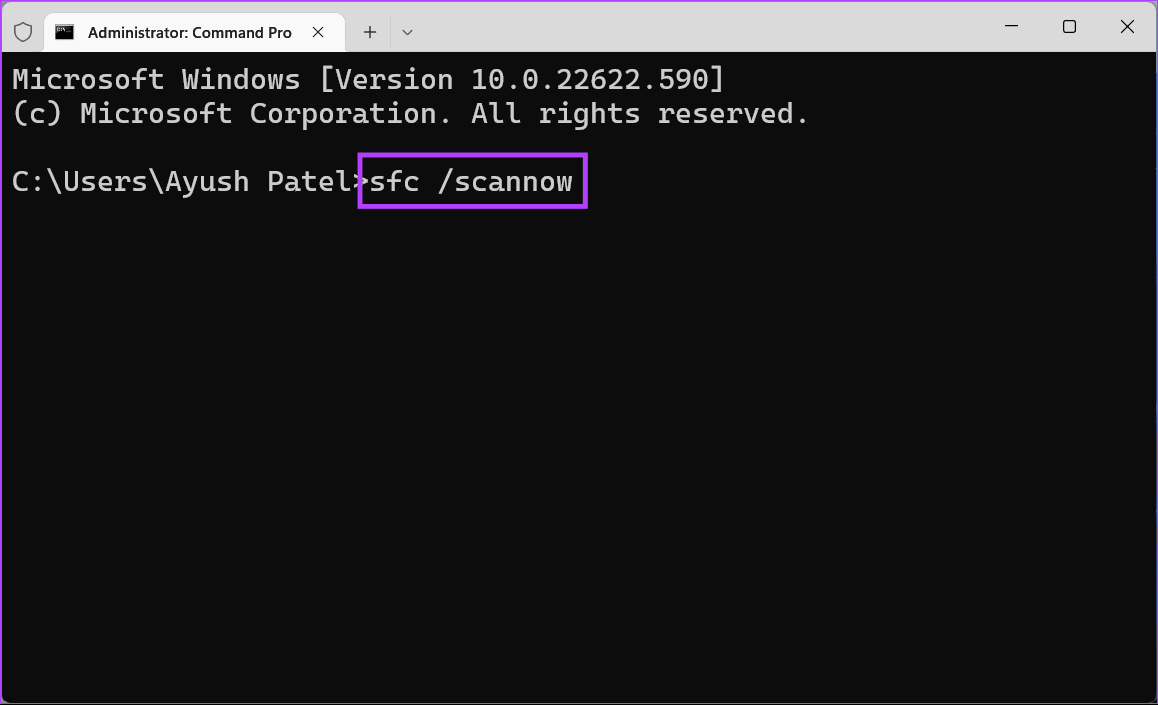 sfc-command أفضل 8 طرق لإصلاح الملفات الفاسدة و التالفة على نظام التشغيل Windows 11