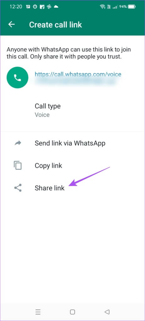 share-voice-call-link-whatsapp-android-462x1024-1-462x1024 كيفية إنشاء رابط مكالمات WhatsApp على iPhone و Android