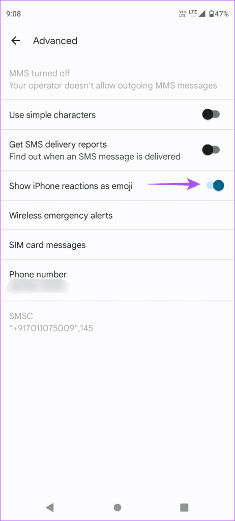 show iphone emoji reactions android 462x1024 1 - أفضل 6 إصلاحات لعدم عمل ردود الفعل في تطبيق Google Messages
