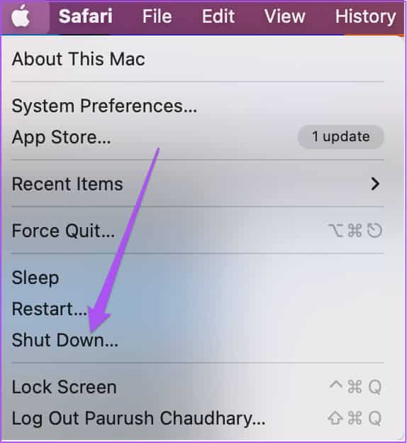 shut-down-mac-3 أفضل 5 إصلاحات لعدم عمل منظم الواجهة Stage Manager على Mac