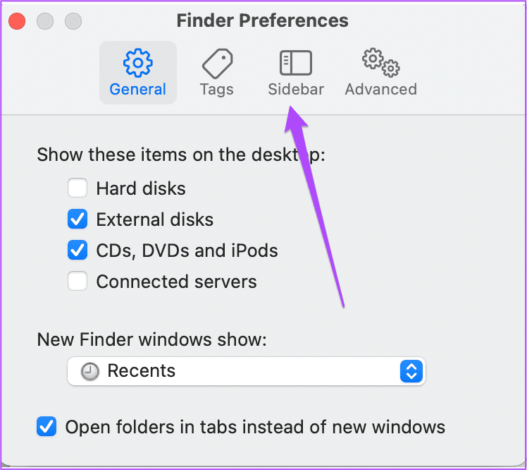 sidebar-finder-preferences أفضل 8 إصلاحات لعدم عمل منفذ USB Type-C  على Mac