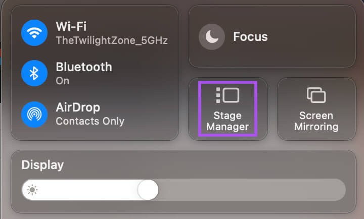 stage-manager-control-center-mac أفضل 5 إصلاحات لعدم عمل منظم الواجهة Stage Manager على Mac