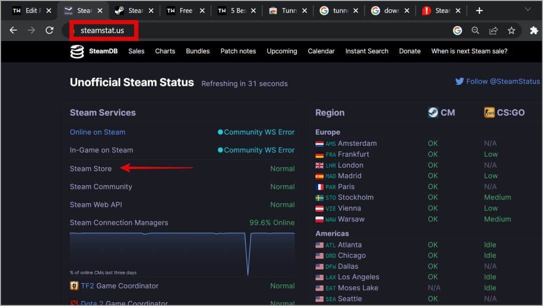 steam-stat-db-thingy-1084x611 معاملات شراء Steam عالقة - إليك 9 أفضل الإصلاحات لحل المشكلة