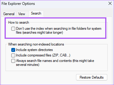 turn off search indexing windows 11 - أفضل 6 إصلاحات لعدم عمل مفاتيح الأسهم في تطبيق الصور على Windows 11
