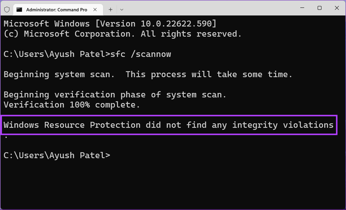 verify-system-integrity أفضل 8 طرق لإصلاح الملفات الفاسدة و التالفة على نظام التشغيل Windows 11