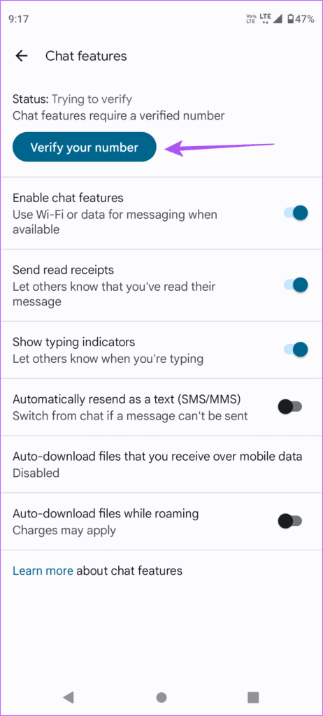 verify-your-number-chat-features-android-462x1024-2 كيفية استخدام ردود الفعل في الرسائل على Android