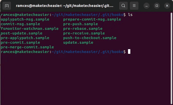 5-git-hooks-03-default-hooks-directory.png Git Hooks بسيطة لإدارة مستودعك