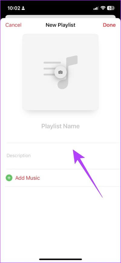 Add-Playlist-Details كيفية عمل قائمة تشغيل على Apple Music وفرزها على iPhone