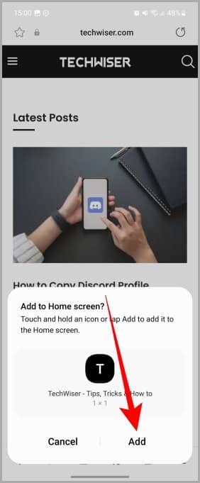 Add-to-Home-Screen-option-on-Samsung-Browser كيفية إضافة موقع إلكتروني إلى الشاشة الرئيسية على iOS و Android