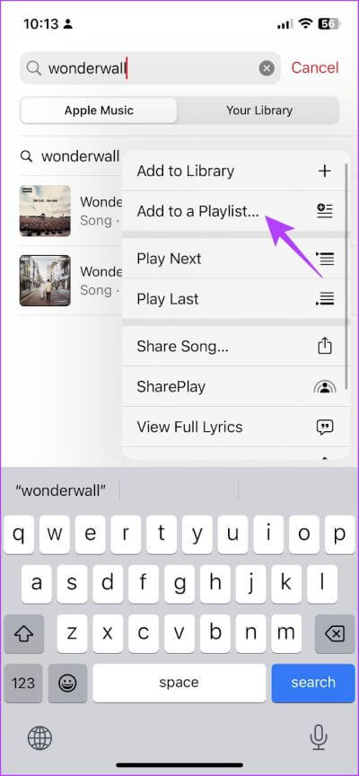 Add-to-playlist كيفية عمل قائمة تشغيل على Apple Music وفرزها على iPhone