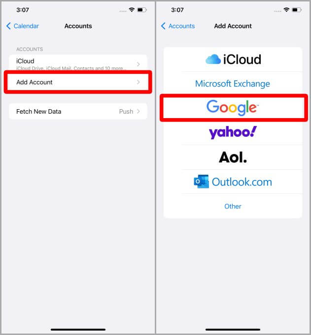 Adding-A-Google-Account-in-Apple-Calendar-on-iPhone 3 طرق لإضافة تقويم Google إلى iPhone