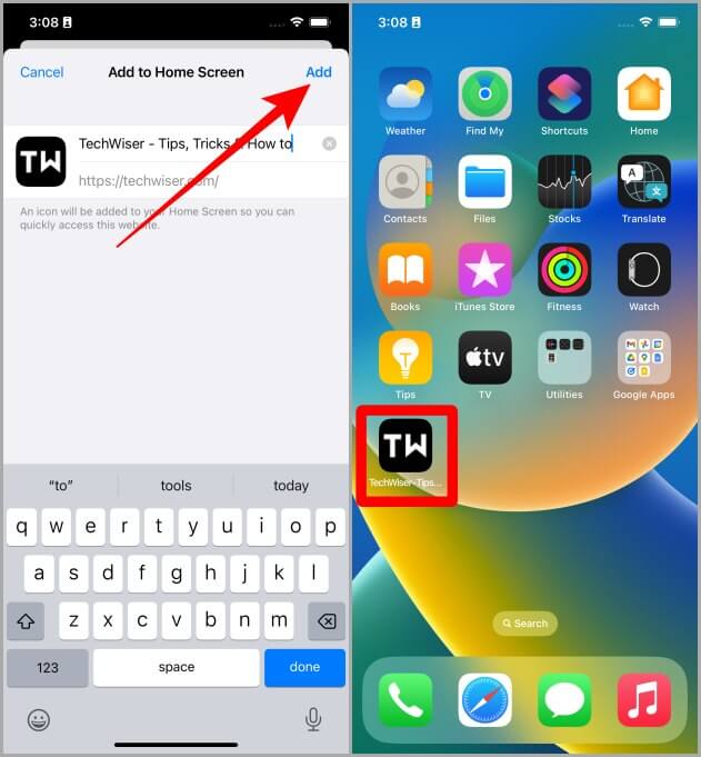 Adding-Website-to-Home-Screen-on-Safari-iPhone كيفية إضافة موقع إلكتروني إلى الشاشة الرئيسية على iOS و Android