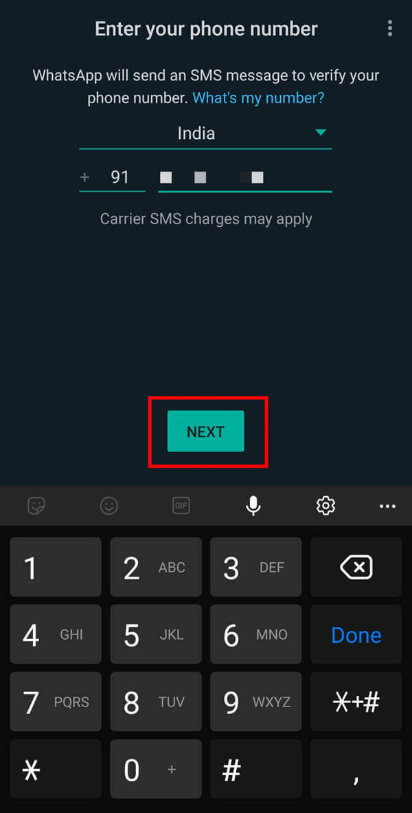 After-entering-your-landline-number-tap-on-the-Next-button. هل يعطيك WhatsApp رقم الهاتف منه؟