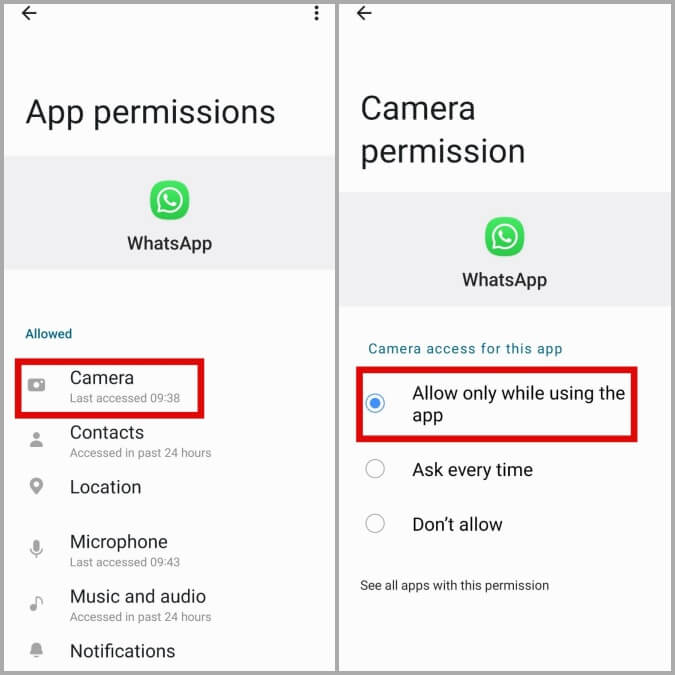 أفضل 9 طرق لإصلاح عدم عمل كاميرا WhatsApp على نظام Android - %categories
