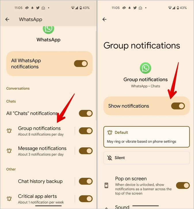 Android-WhatsApp-Notifications-Categories كيفية الحصول على إشعارات WhatsApp على شاشة القفل والشاشة الرئيسية