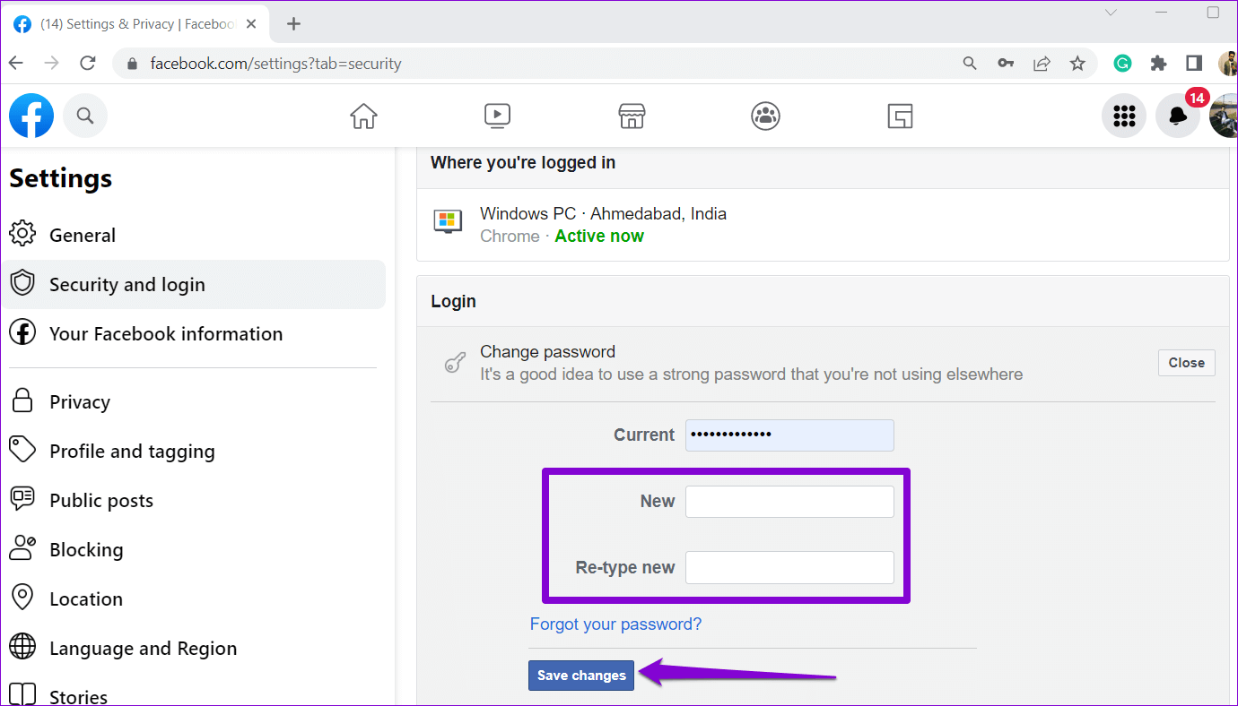 Change-Facebook-Account-Password أفضل 6 طرق لإصلاح عدم تسجيل الدخول Facebook Messenger على Android و iPhone