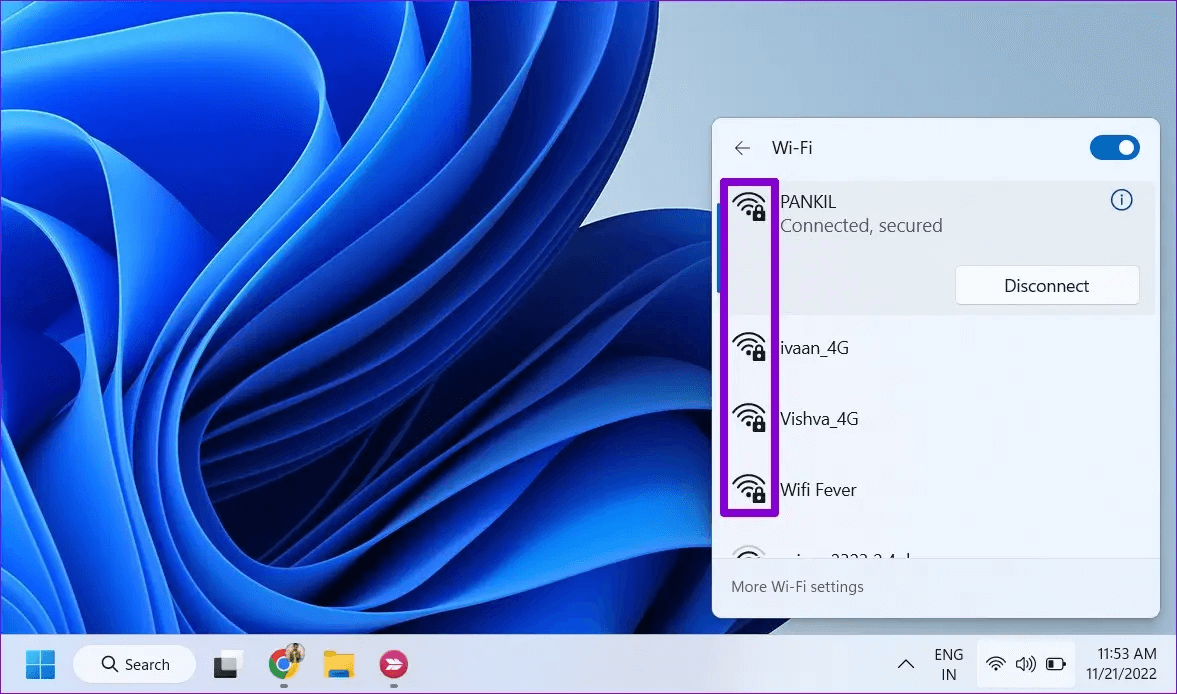 Check-Wi-Fi-Signal-Strength-From-Quick-Settings-Panel أفضل 6 طرق لعرض قوة إشارة Wi-Fi في Windows 11