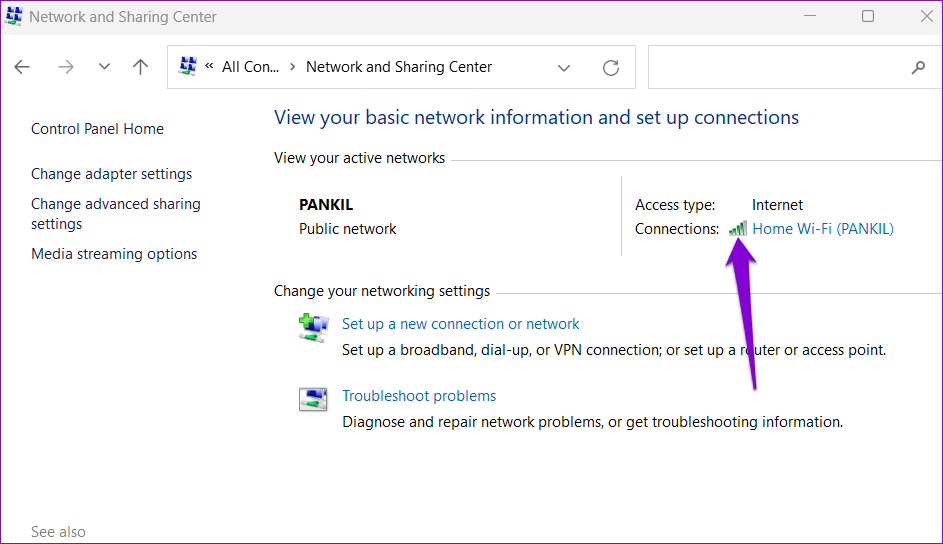 Check-Wi-Fi-Signal-Strength-Using-Control-Panel أفضل 6 طرق لعرض قوة إشارة Wi-Fi في Windows 11