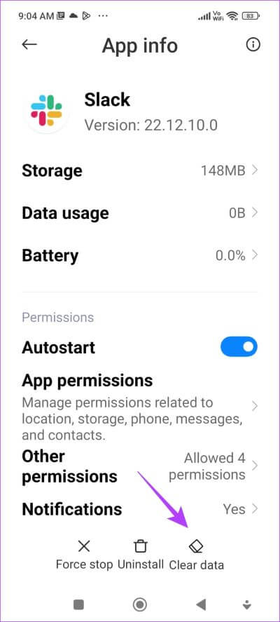 Clear-Data-7 8 إصلاحات لعدم تحميل الصور في Slack على iPhone و Android